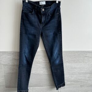 Current Elliot dark blue  denim frayed ankle skinny jeans